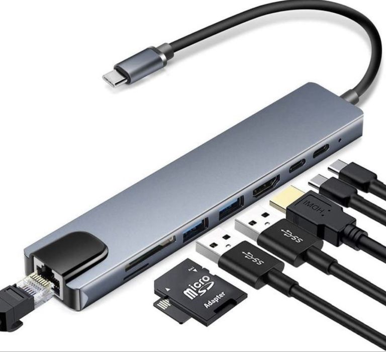 Концентратор Dellta 8-в-1 Туре С USB HUB to HDMI 4K