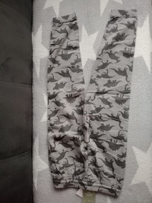 Joggersy joggery dinozaury spodnie 128 H&m