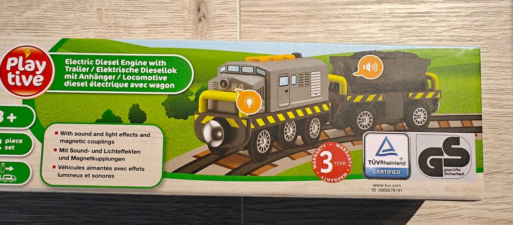 Lokomotywa Spalinowa Diesel na Baterie Playtive z Wagonem (jak BRIO / IKEA) + Pudełko