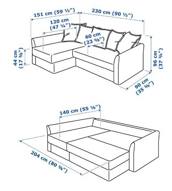 Narożnik HOLMSUND Ikea szary dwustronny