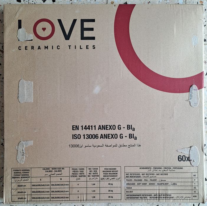 Pavimento cerâmico LOVE tiles 5,76m2
