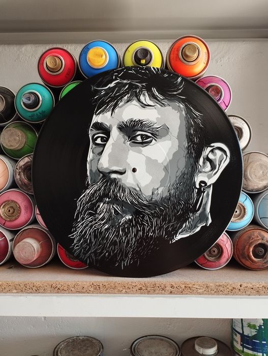 David Bowie pintura em disco de vinil