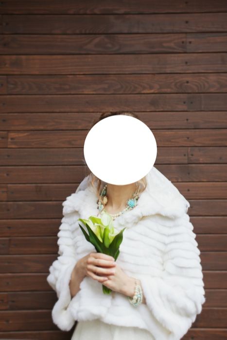 Весільна біла шубка зі штучного хутра в ідеальному стані