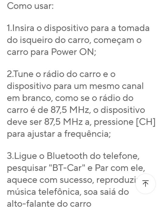 Carregador USB carro e música