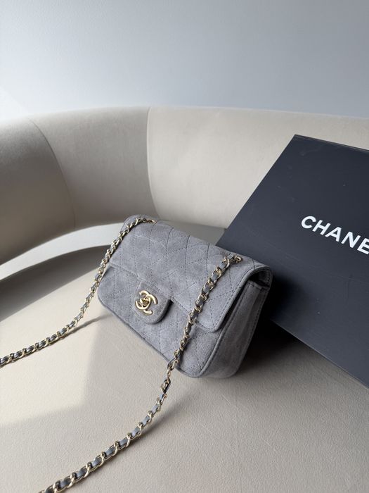 Сумка Chanel Mini Flap Bag замшева сіра