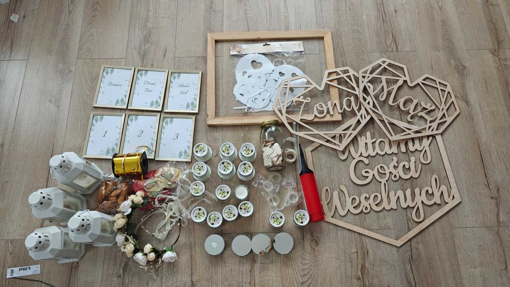 Dekoracje weselne zestaw napisy swieczki wianek lampiony balony ramki