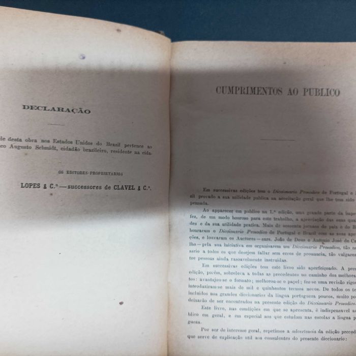 Diccionario Prosodico, Antonio José de Carvalho e João de Deus – ano 1890 –