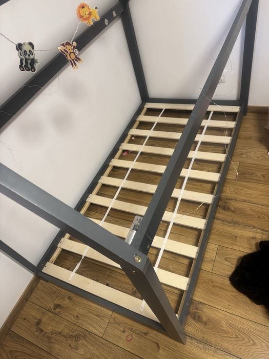 2x Łóżko Dziecięce DOMEK 160x70 | Grafitowe | Styl Skandynawski