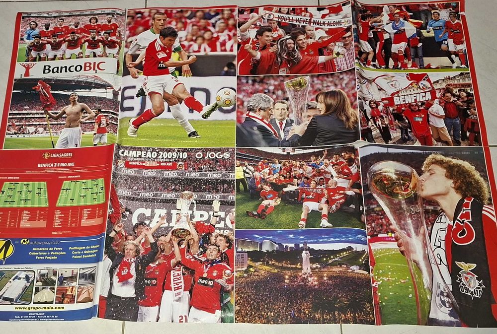 Poster SLB Benfica, vintage, da época de Campeão Nacional 2009/2010