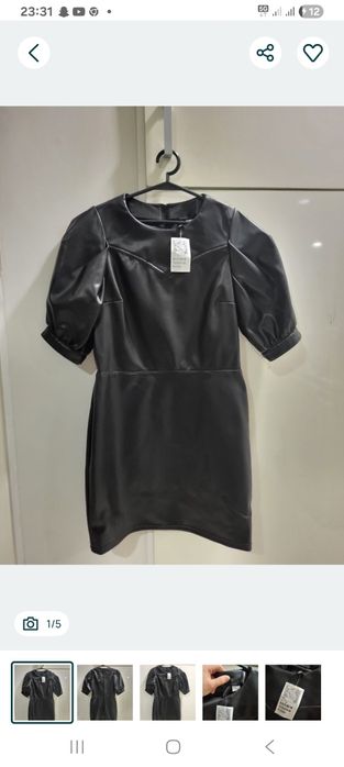 Nowa z metką czarna elegancka skórzana sukienka marki H&M