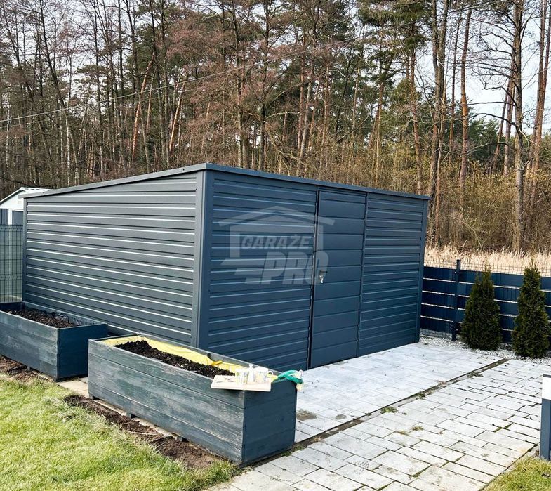 Domek Ogrodowy - Schowek 4 x 3,5  drzwi - Antracyt - dach GP262