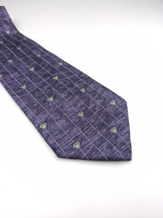 Gianni Versace fioletowy jedwabny krawat w loga