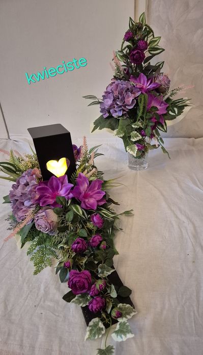 Kompozycja,dekoracja na cmentarz. Komplet.