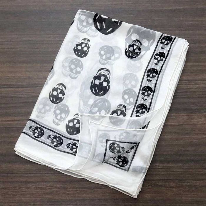 Шарф с черепами полупрозначный 160x50 см \ Alexander McQueen Skull Chiffon Scarf