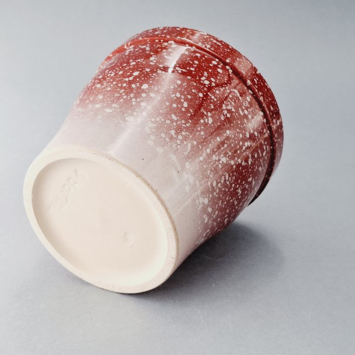 lata 70/80-te ceramiczna nakrapaina donica osłona pojemnik doniczka