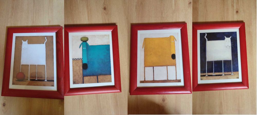 Daniel Patrick Kessler – Zestaw 4 obrazków "Square Pets" w ramkach