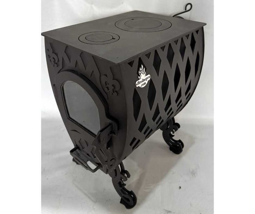 Буржуйка тривалого горіння "Фаберже" зі склом для дома, дачі, кафе