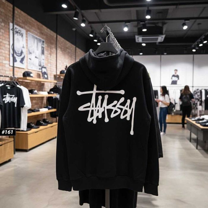Cotton 100% | Черное Худи Stussy Basic | Толстовка Чорна Стусси Новая | XS-XXL