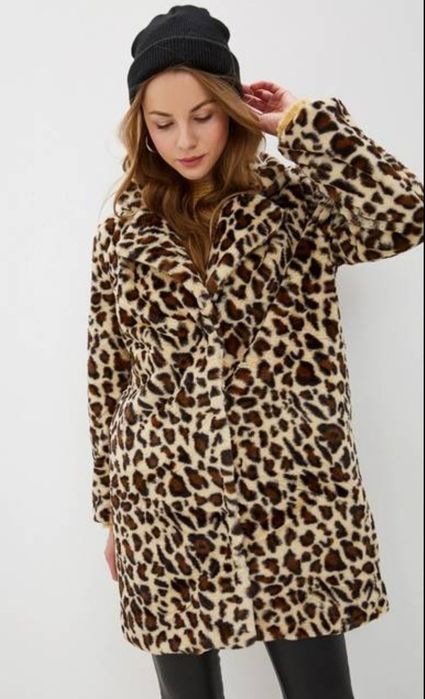 Шуба жіноча/ полушубок зі штучного хутра леопардова