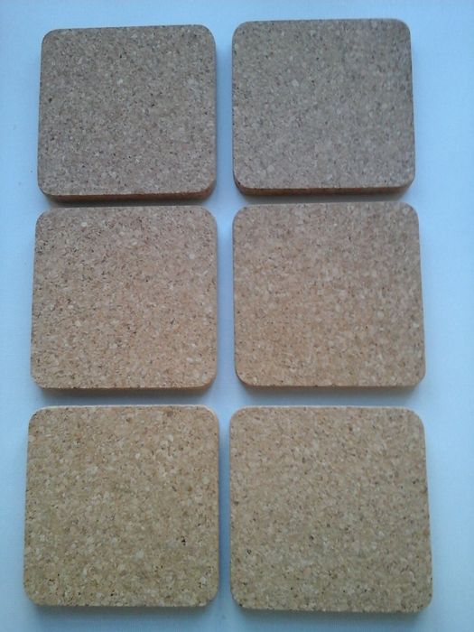 6 Bases quadradas para copos em cortiça