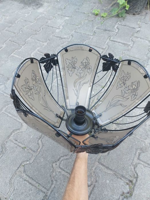 Lampa z lat 90 z witrażami szklana