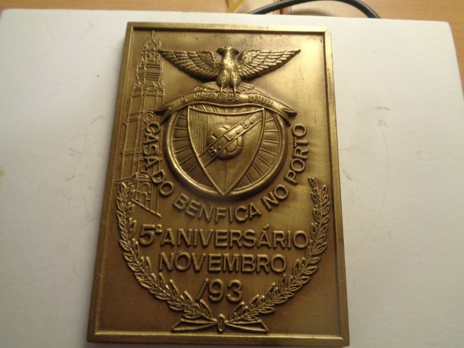 Medalha Futebol Sport Lisboa E Benfica 10x7cm Of.Envio