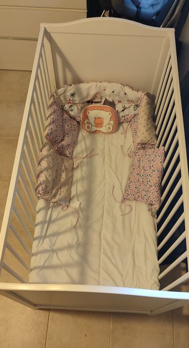 Berço, branco, 60x120 cm SUNDVIK Ikea com colchão novo incluído