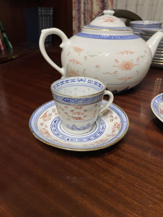Serviço Porcelana Chinesa “Bago de Arroz”, Chá/Café/Sopa, 6 Pessoas