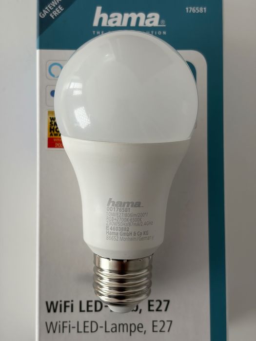 Inteligentna żarówka Hama 176581 LED RGB E27 Wi-Fi 10W 806lm