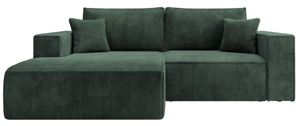 sofa narożnik rogówka z funkcją spania butelkowa zieleń 240x167 cm