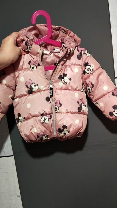 Kurtka zimowa H&M 86 MYSZKA minnie Miki Mickey Mini z kapturem disney