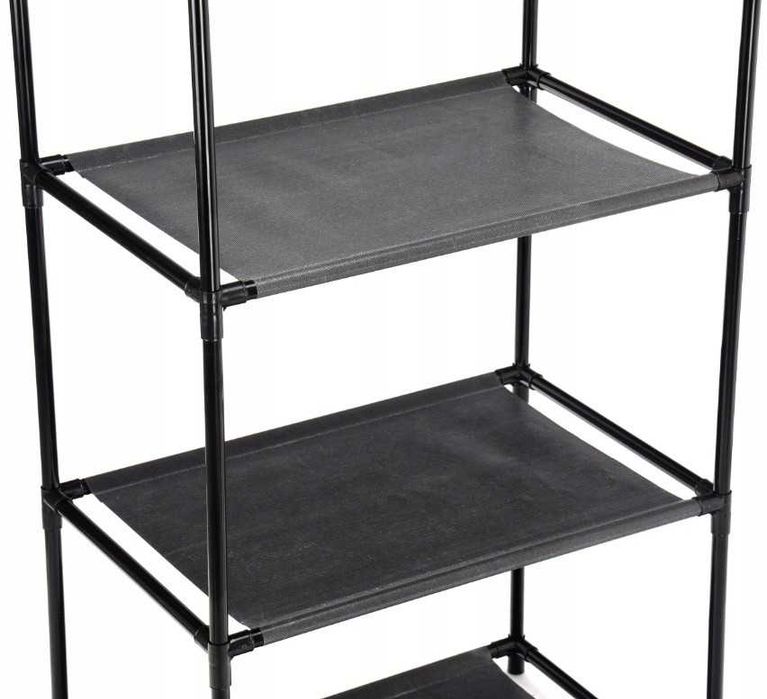 Wieszak Szafa Garderoba Na Ubrania Buty Drążek Półki Loft Metalowy Czarny 171cm