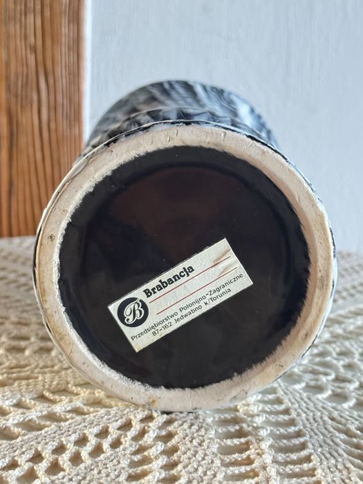Stary Flakon Wazon ceramiczny Brabancja zaciekowy wzór retro PRL