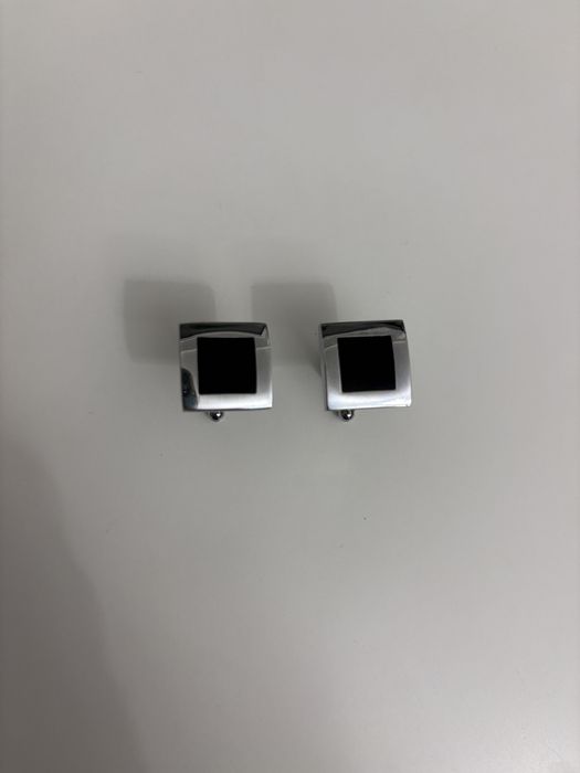 Spinki do mankietow srebrno czarne