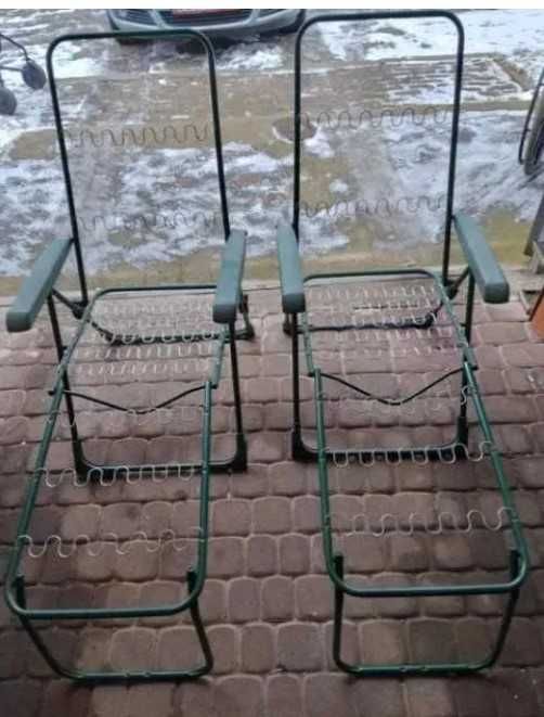 2 nowe Stelaże krzesło - leżaków , metalowe kompletne . Zielone .