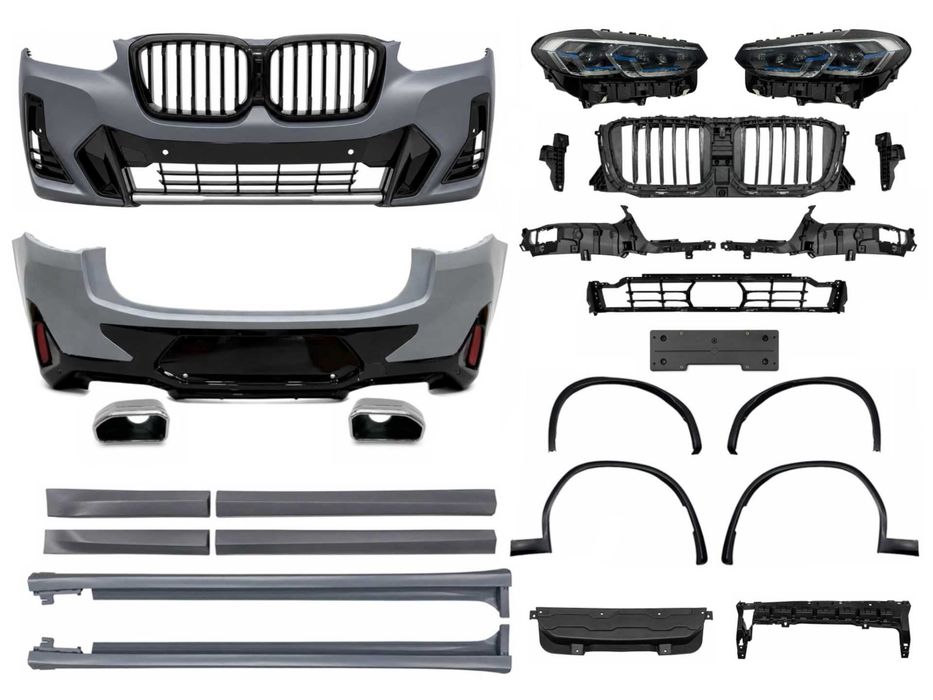 Рестайлинг комплект обвеса X4M F98 2022+ для BMW X4 G02 F98 2018-2021 комплект бампер пороги фари БМВ х4 г02 ф98 мпакет