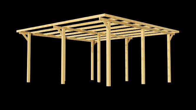 Wiata garażowa drewniana podwójna 6x6 m