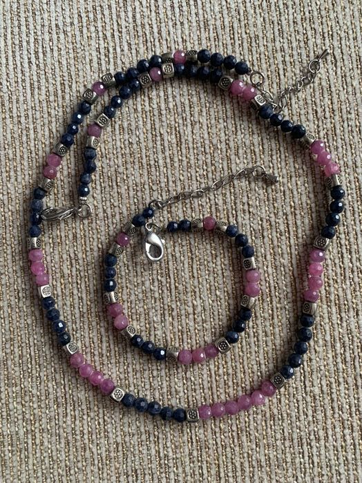 Комплект Колибри самоцветы рубин сапфир