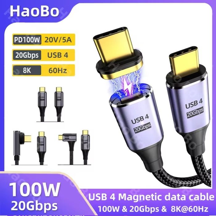 Магнітний кабель 5 A Швидка зарядка Type C 100 Вт