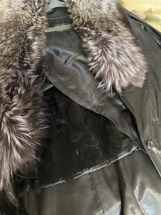 Куртка кожаная чернобурка зима осень