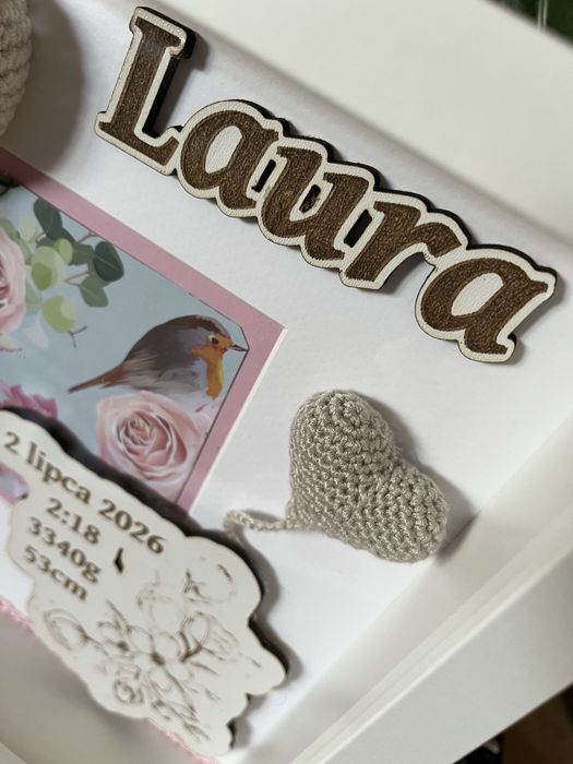Metryczka personalizowana na szydełku
