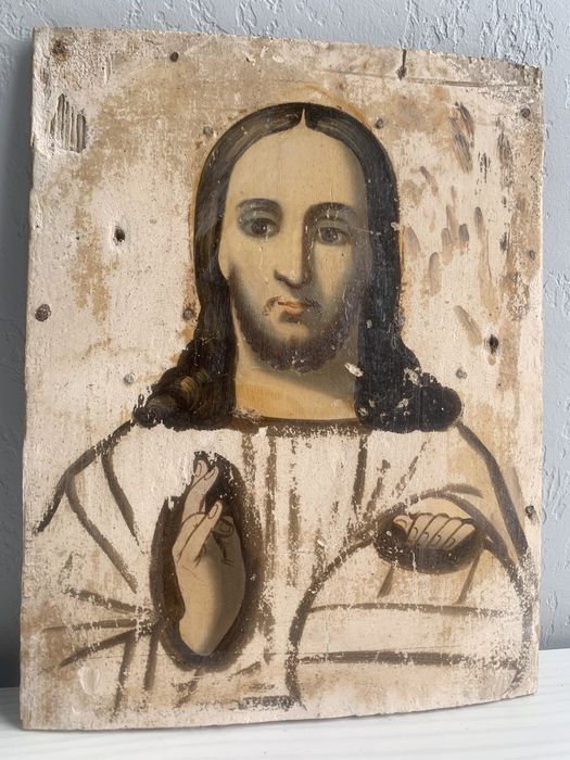 Підокладна ікона Христа Вседержителя (Пантократора) левкасом на дереві