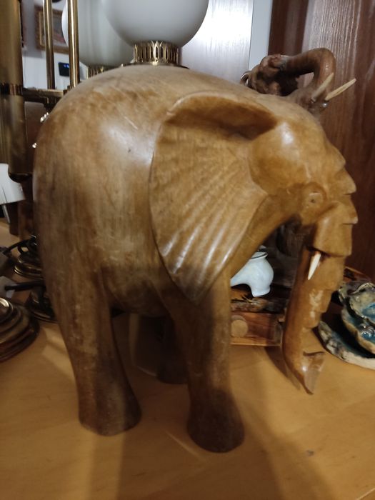 Słoń drewno figura Indie vintage