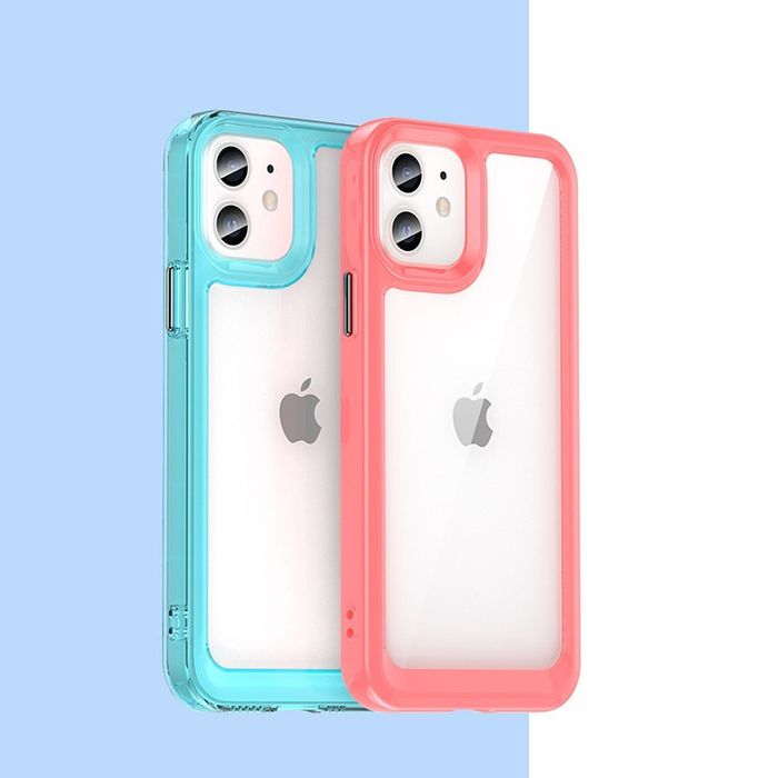 Etui Sztywny Pokrowiec Z Żelową Ramką Do Iphone 12 Czerwony