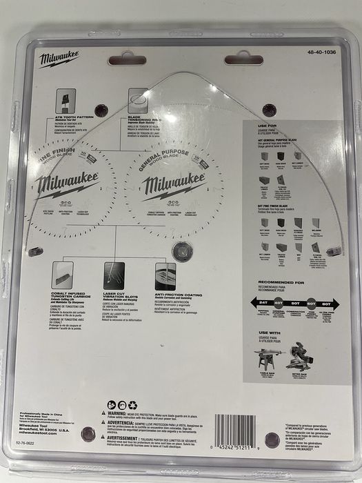 Пильные диски Milwaukee дерево, металл 254mm и для погружной пилы 165mm