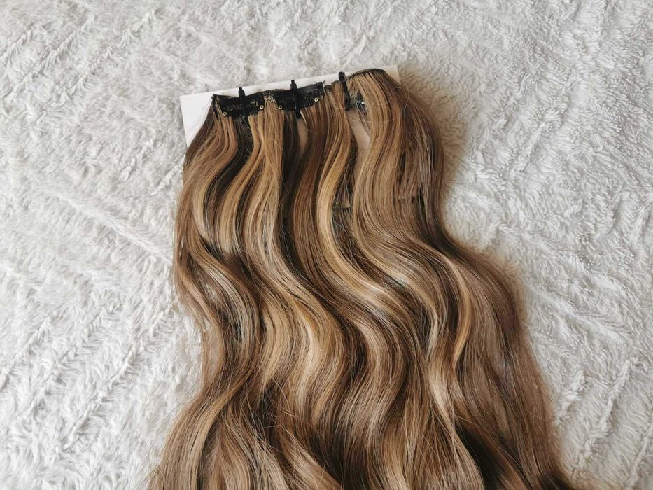 Doczepiane włosy clipin 65cm blond orzechowy brąz