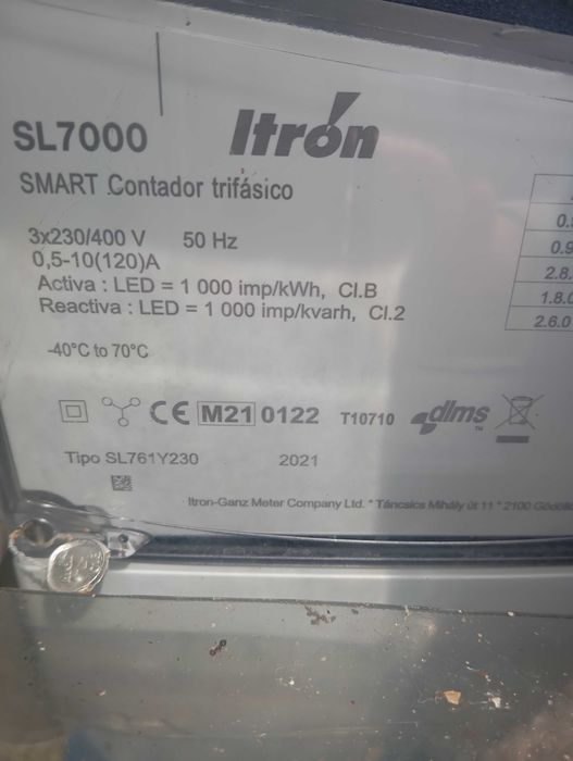 Contador Itrón SL7000 SMART trifásico leitura directa - Tipo SL761Y230