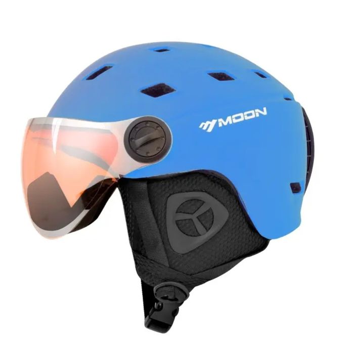 Kask narciarski niebieski z szybką