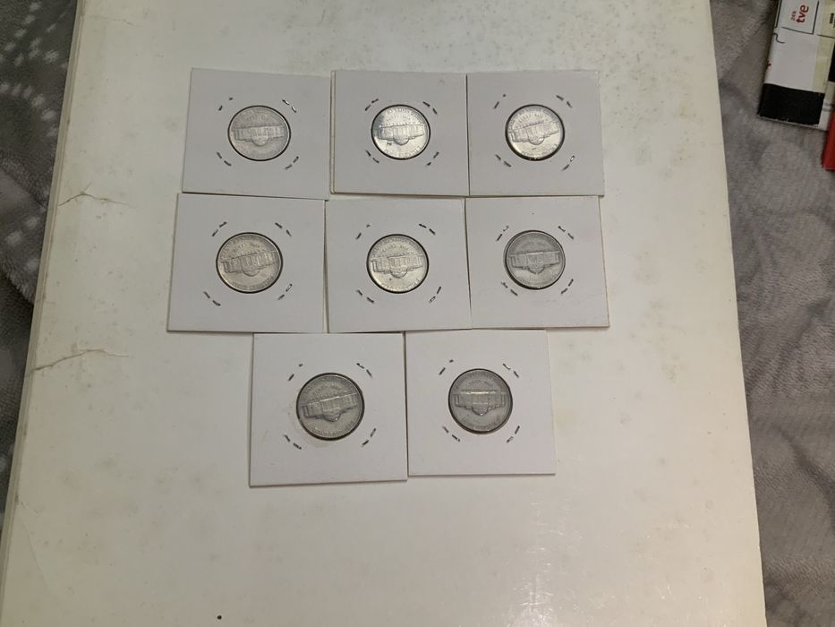 8 xJefferson five cents 1947/60/64/66/68/73/74/93 USA