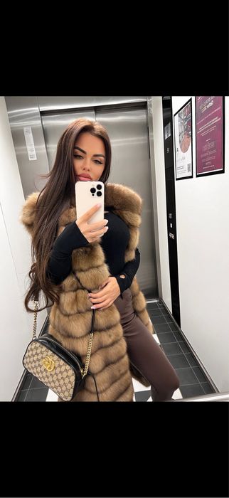 Меховый длинный жилет соболь м курточкой
